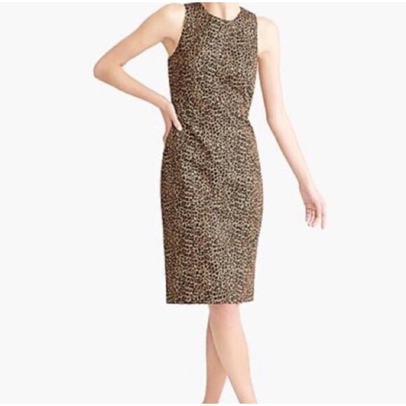 J. Crew Leopard Print Sleeveless Sheath Dress Size 4 - Picture 1 of 11